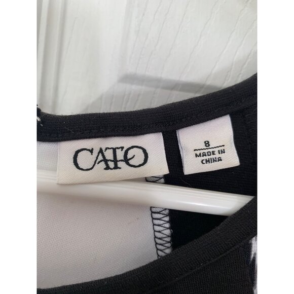 Cato Womens Bodycon Sheath Mini Dress Size 8 White Black Blue Leopard Color Bloc - Picture 3 of 7